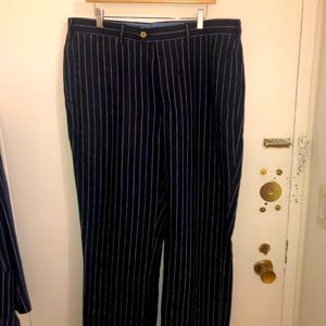 Men’s ROBERT TALBOTT Navy stripe trousers. 38”waist. 33” inseam. 100% linen.